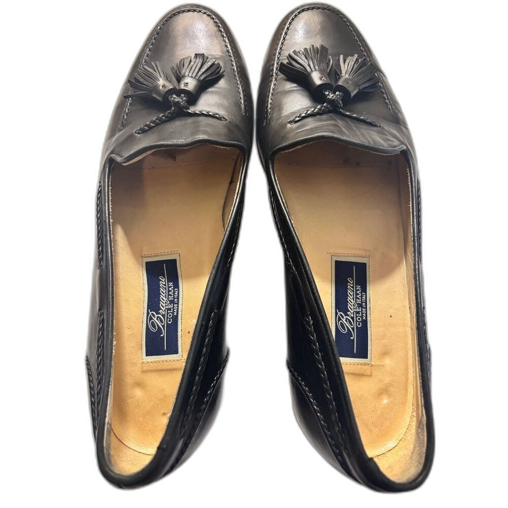 Cole Haan Bragano Black Premium Leather Tassel Kiltie Loafers Italy 11.5 M RARE - Picture 8 of 12